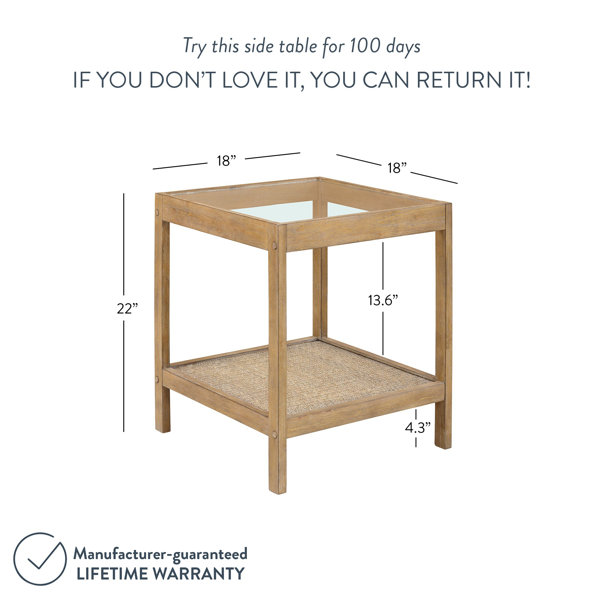 Bayou Breeze Emmie Glass Top End Table with Storage & Reviews Wayfair